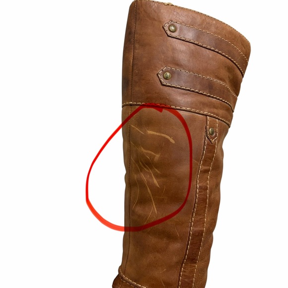 Frye Frankie Buckle Boots Leather Heeled Tall Brown 8 - Picture 11 of 12